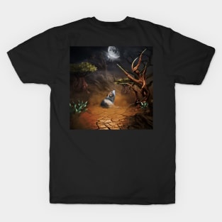 Awesome wolf in the dark night T-Shirt
